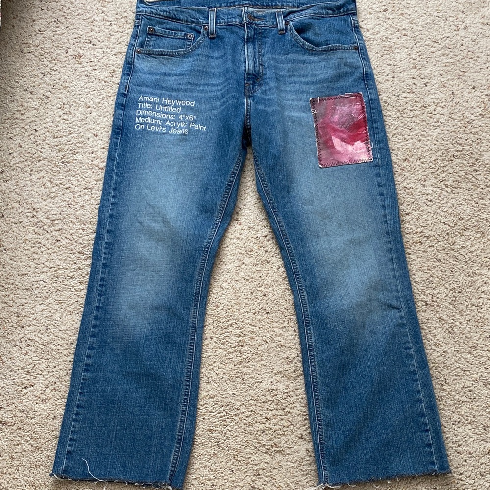 Amani Heywood Acrylic Paint Canvas Art Jeans. 34.